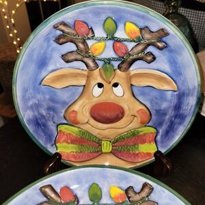 Clay Art Reindeer Dessert Plate
